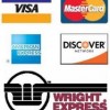 We accept Visa, Master Card, AmEx, Discover, and Wright Express